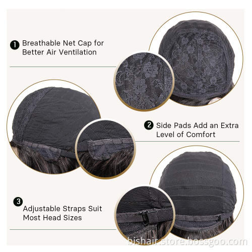 Short curly hair real human hair wig suitable for women Bob wig deep water wave without front lace wig real human hair curly hai